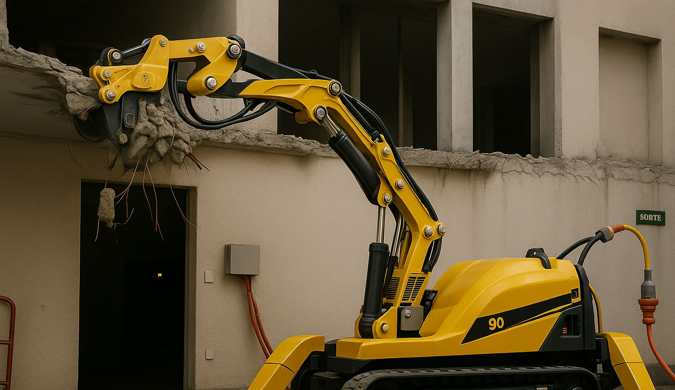 Panne hydraulique sur robot démolition Brokk